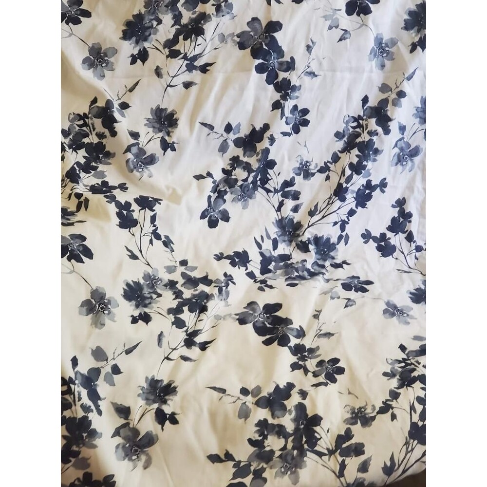 Ralph Lauren Shower Curtain Blue White Floral Cotton Fabric 70 x 72